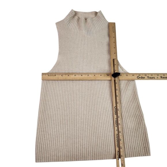 MAEVE Anthropologie Sweater Womens Medium Petite Cream Cashmere Ribbed Knit - Picture 8 of 15